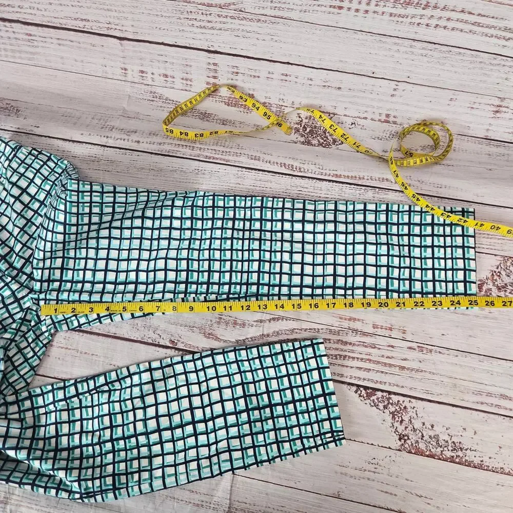 Kate Spade Tatiana Top & Mindy Pant Set 0/XS Brezeblock Blue White Plaid Preppy